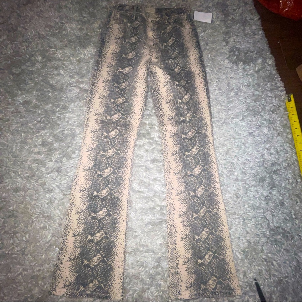 MOTHER The Hustler Flood High-Rise Jeans Boa Babe Python Snake Size 26 NWT